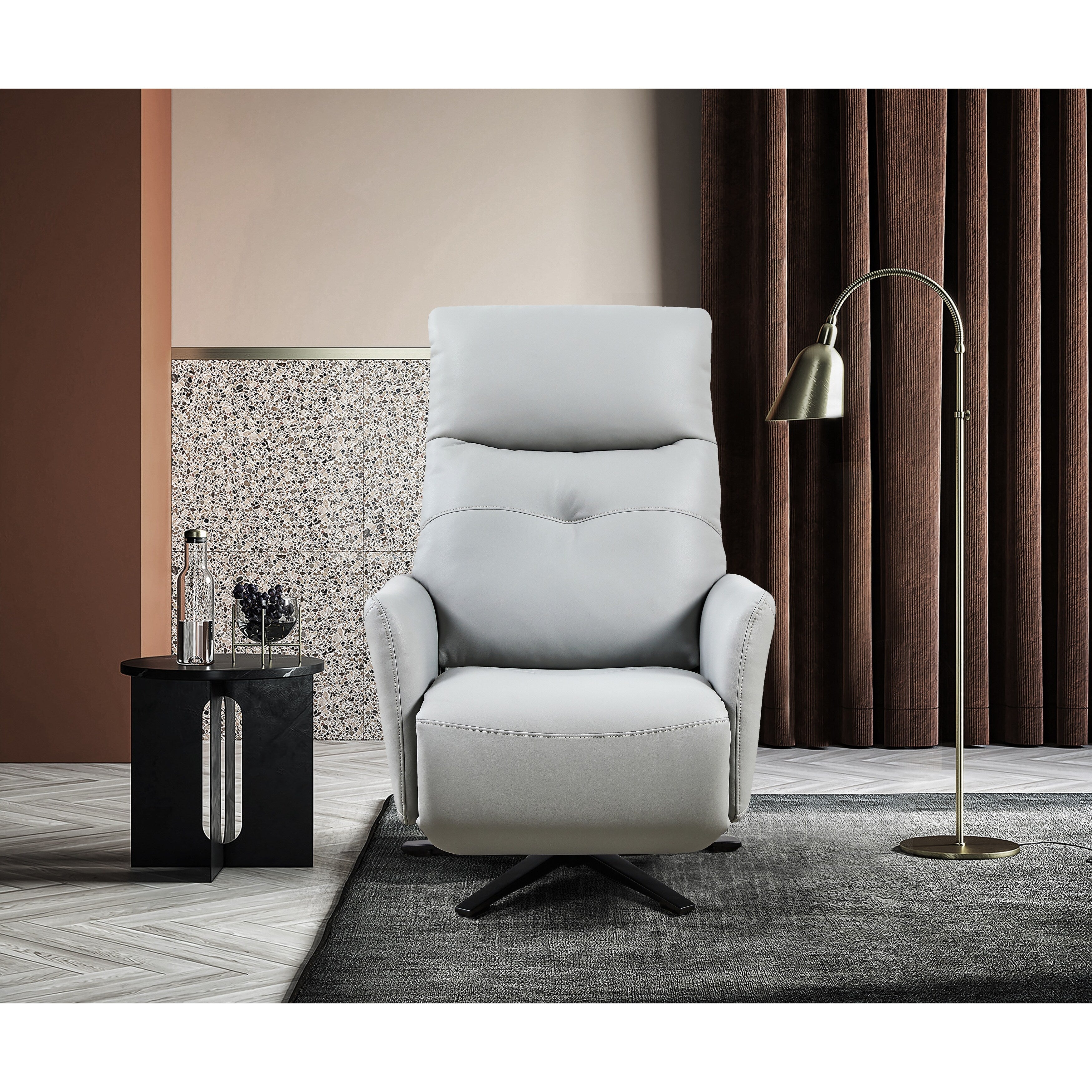 GDFStudio - Fauteuil inclinable Alexander en cuir reconstitué avec appui-tête et repose-pieds réglables, pivotant à 360 degrés