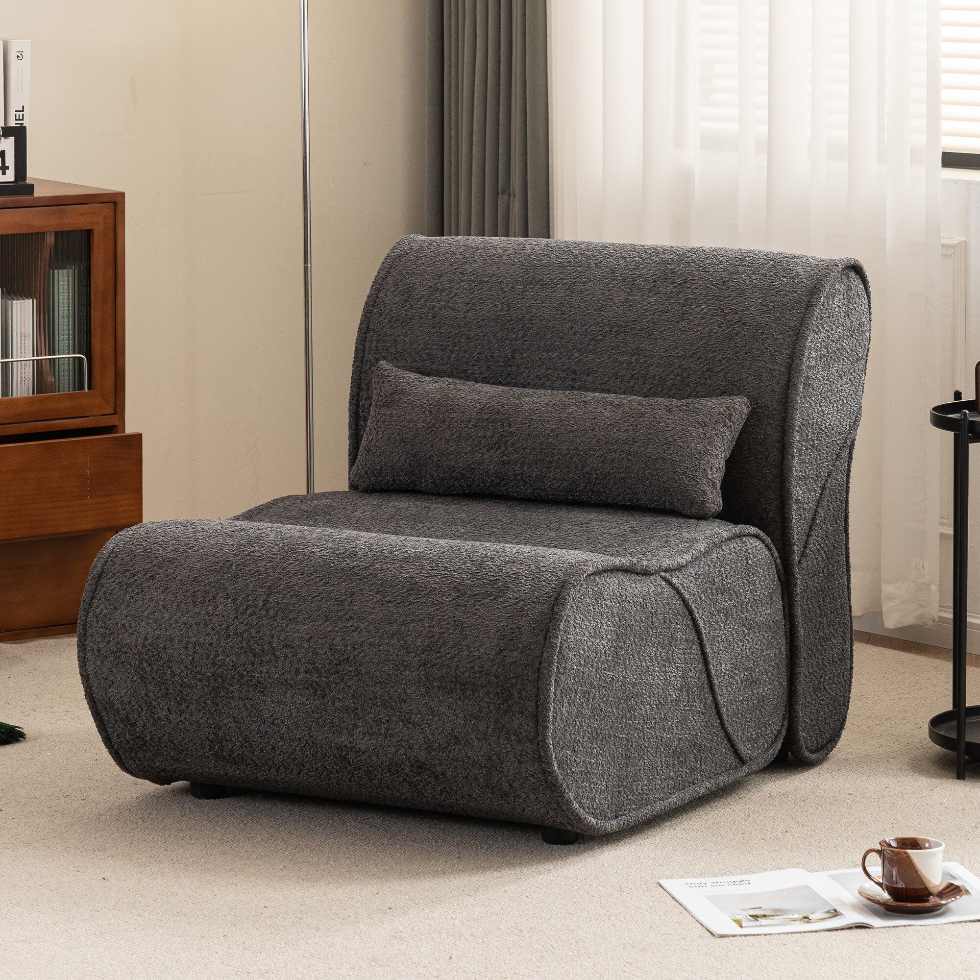 GDFStudio - Fauteuil inclinable Amelia en tissu intemporel avec design ergonomique et coussins assortis