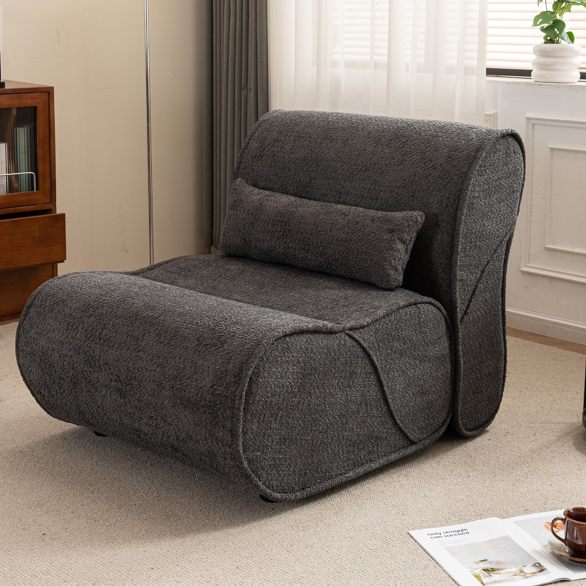 GDFStudio - Fauteuil inclinable Amelia en tissu intemporel avec design ergonomique et coussins assortis