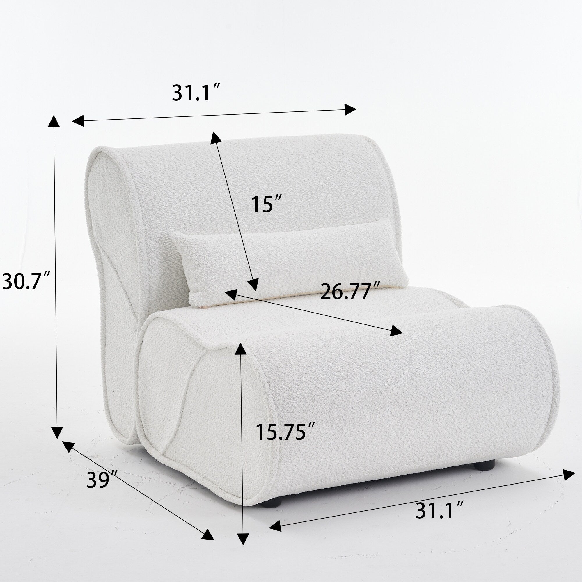 GDFStudio - Fauteuil inclinable Amelia en tissu intemporel avec design ergonomique et coussins assortis