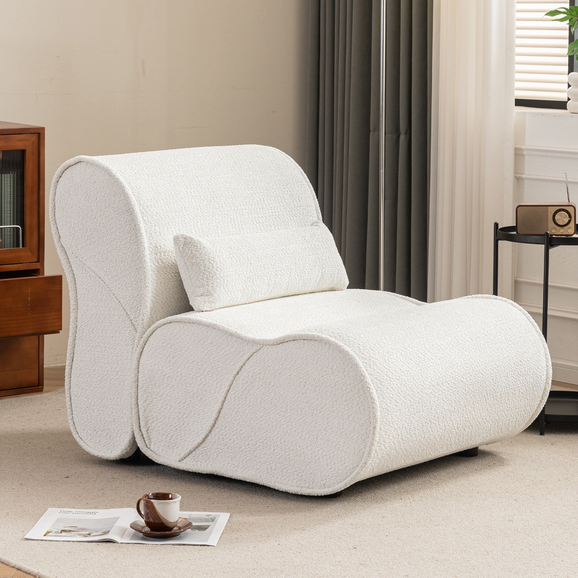 GDFStudio - Fauteuil inclinable Amelia en tissu intemporel avec design ergonomique et coussins assortis