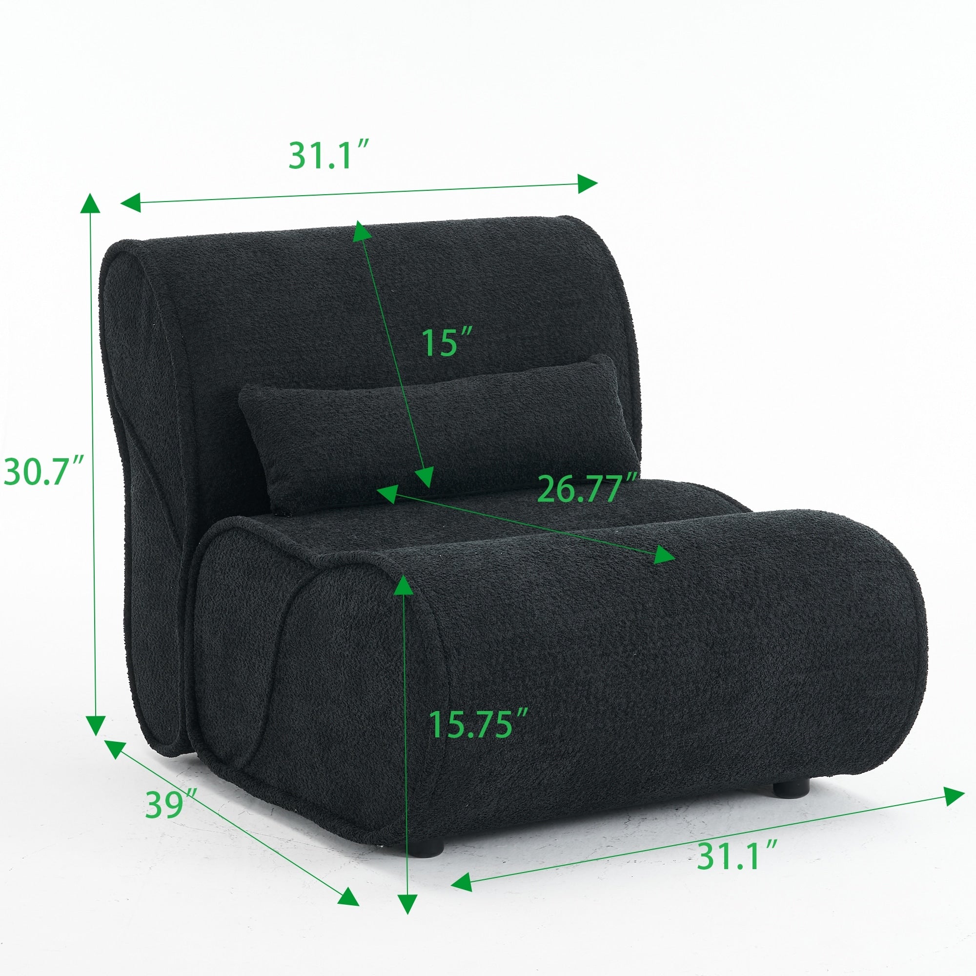 GDFStudio - Fauteuil inclinable Amelia en tissu intemporel avec design ergonomique et coussins assortis