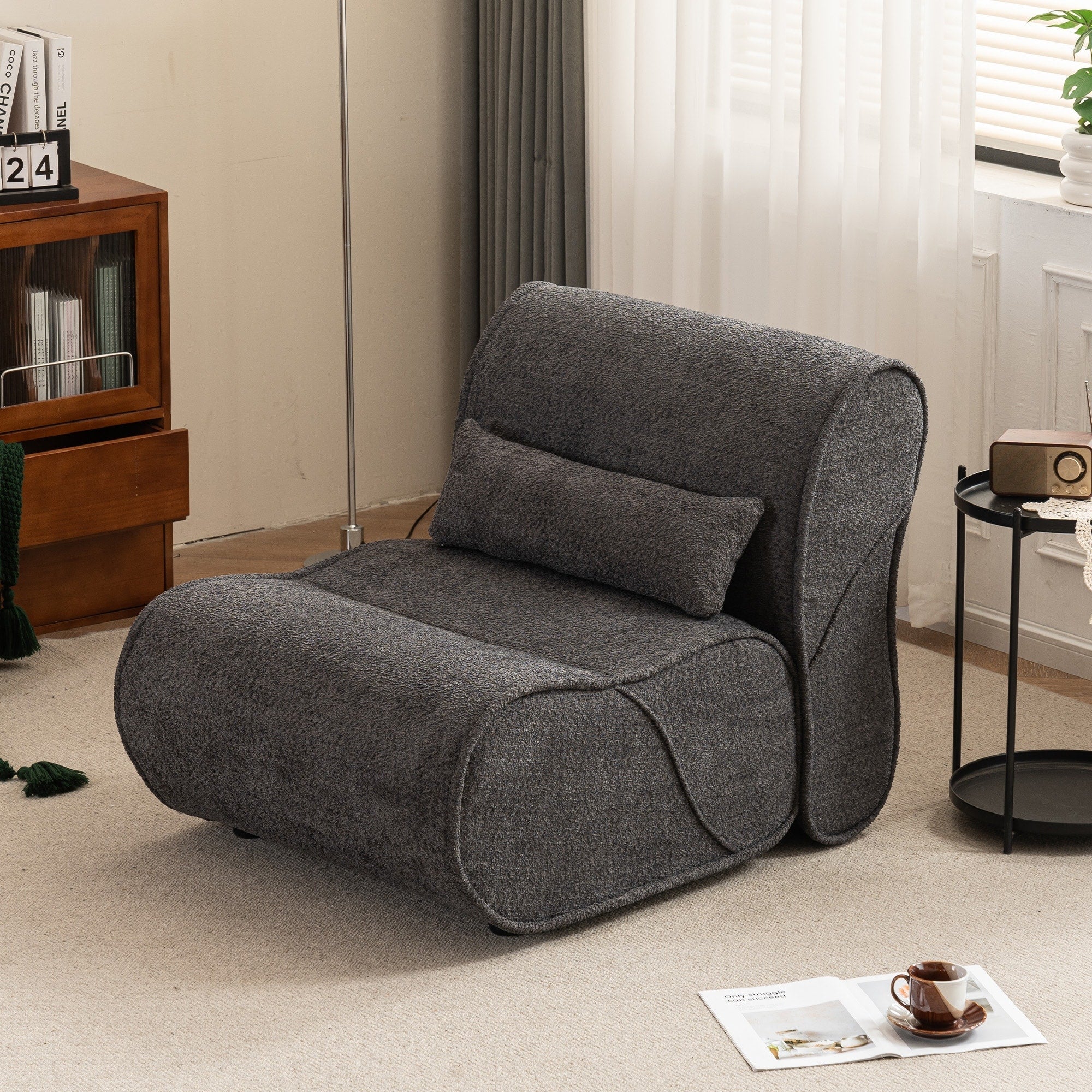 GDFStudio - Fauteuil inclinable Amelia en tissu intemporel avec design ergonomique et coussins assortis