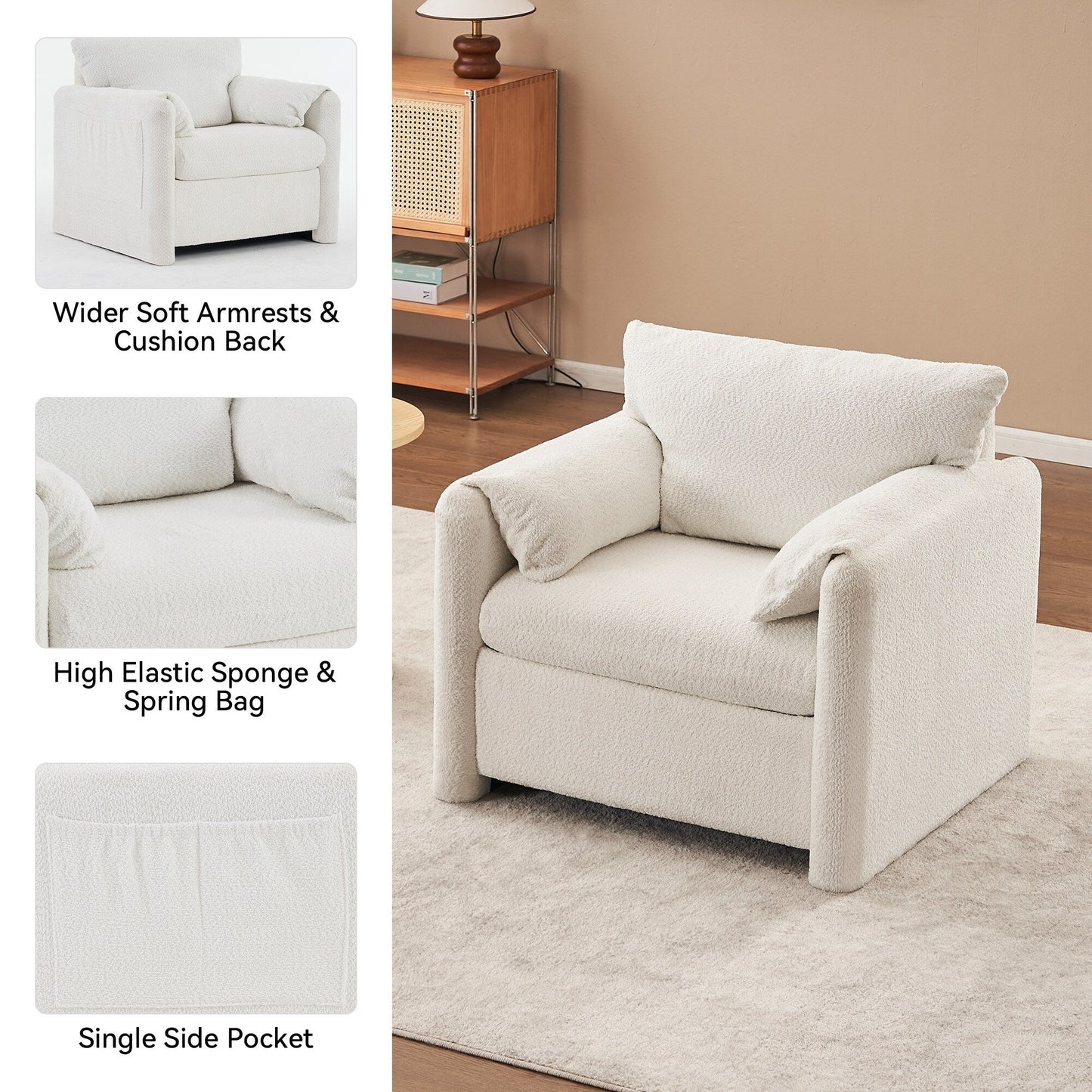 GDFStudio - Canapé Chloé confortable en chenille - Ensemble de canapés rembourrés modernes
