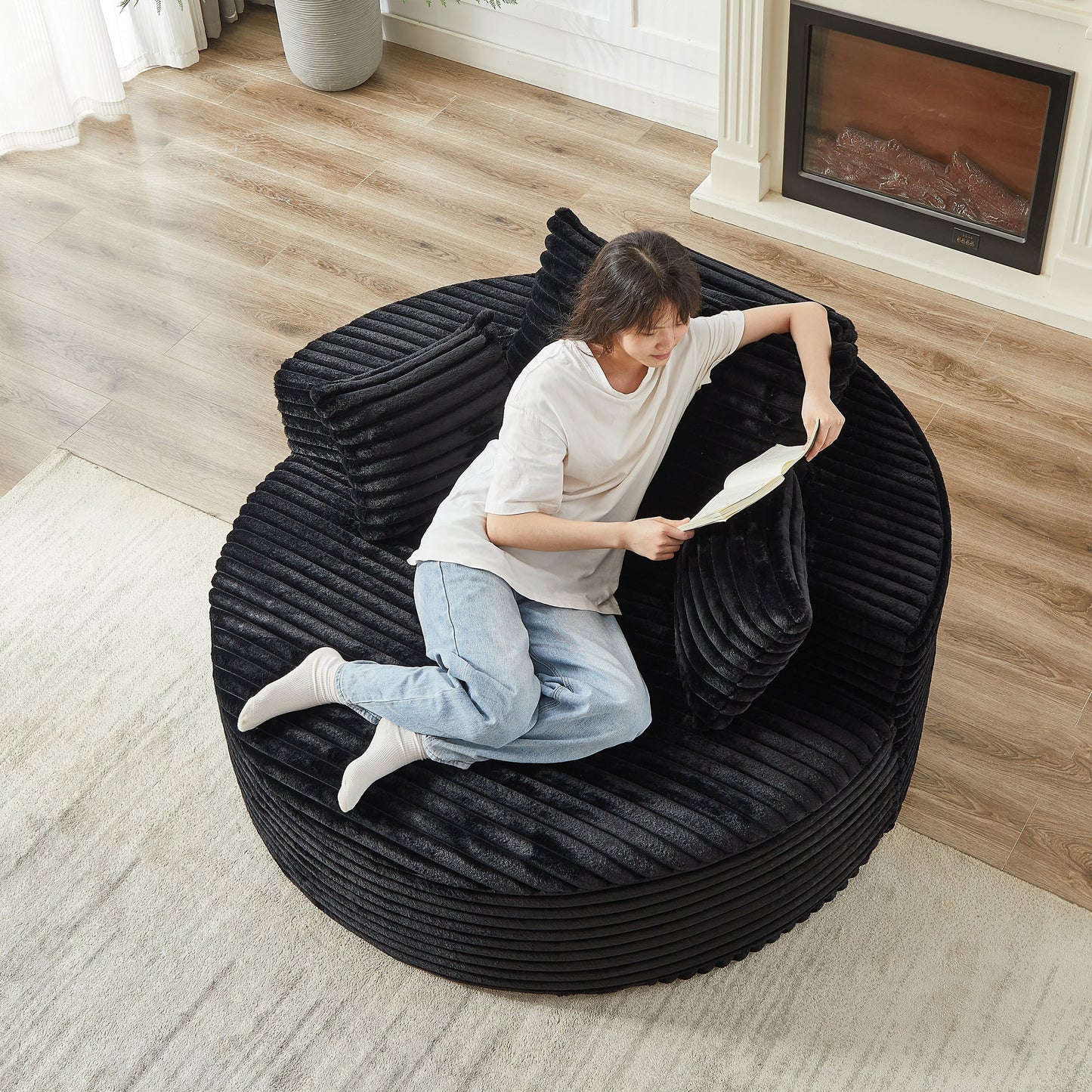 GDFStudio - Canapé simple inclinable en velours côtelé Emberwood