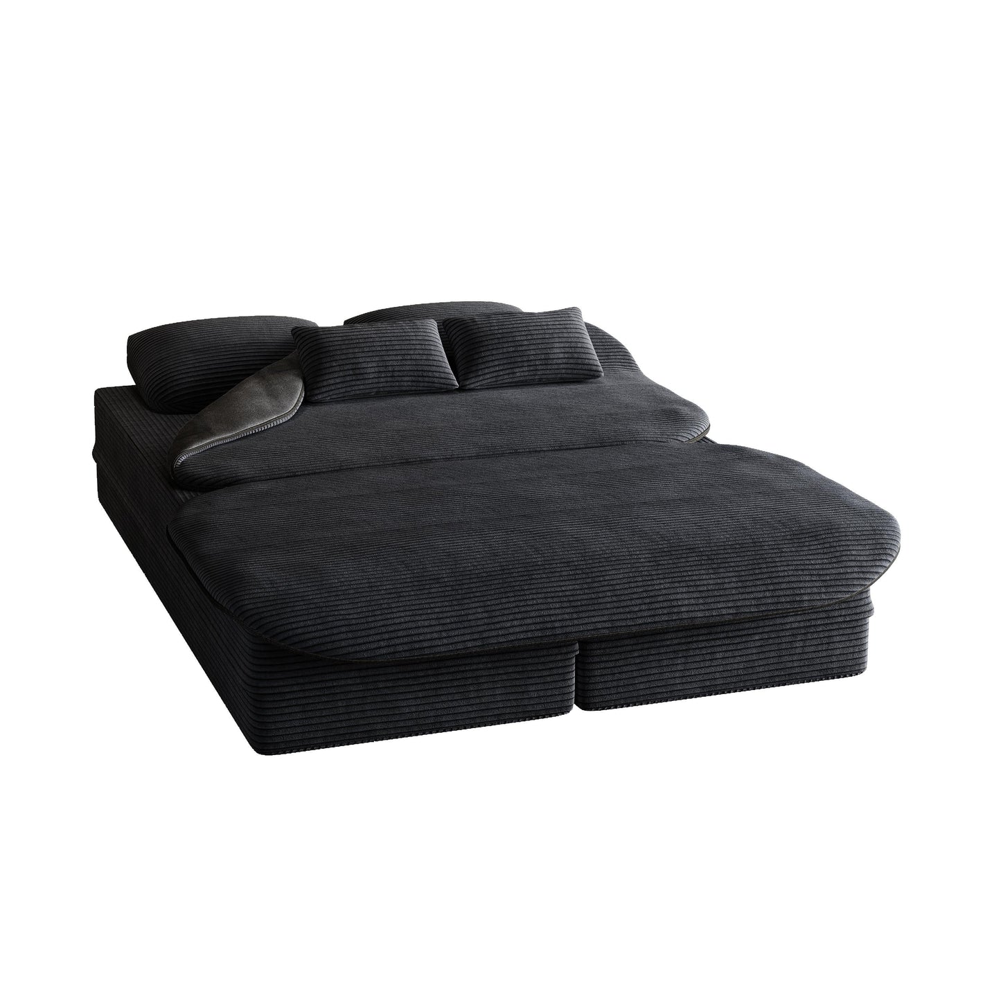GDFStudio - Canapé-lit pliable Lysander en velours côtelé avec couverture multifonctionnelle