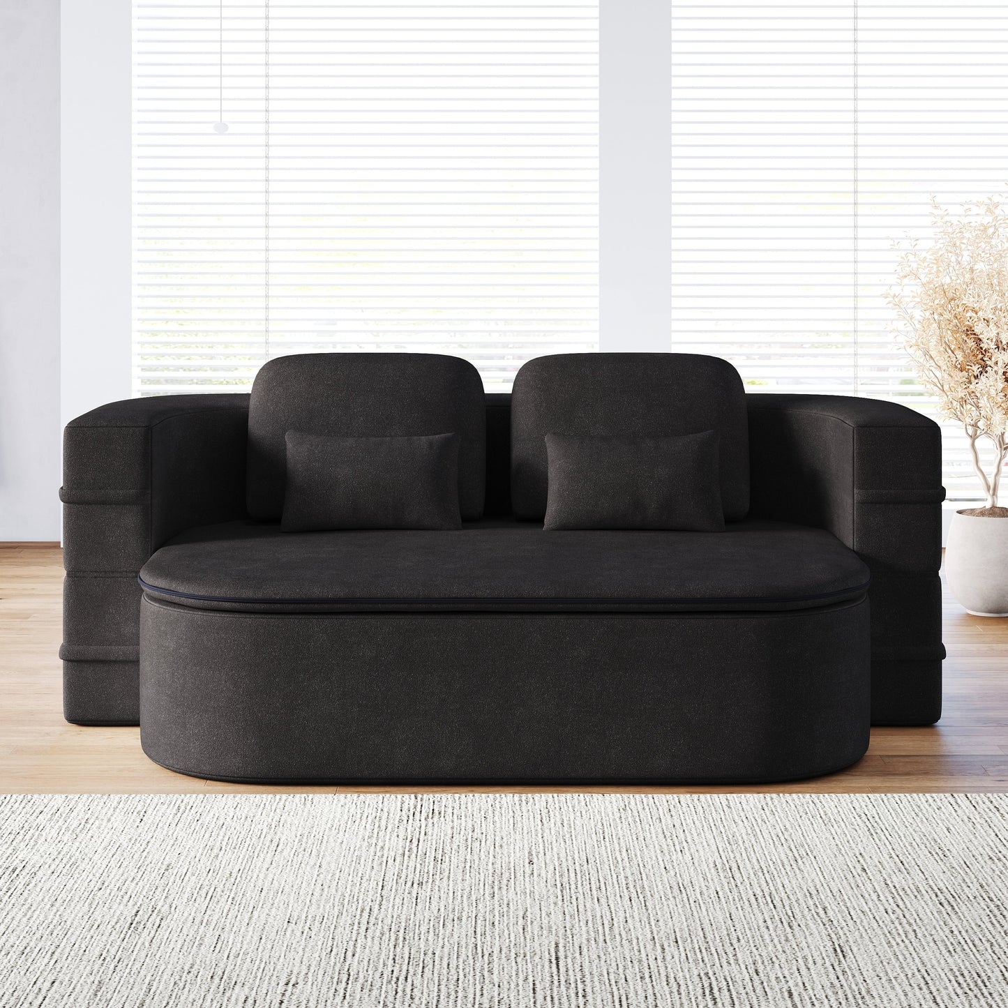 GDFStudio - Canapé-lit pliable Willoughby en chenille avec couverture multifonctionnelle