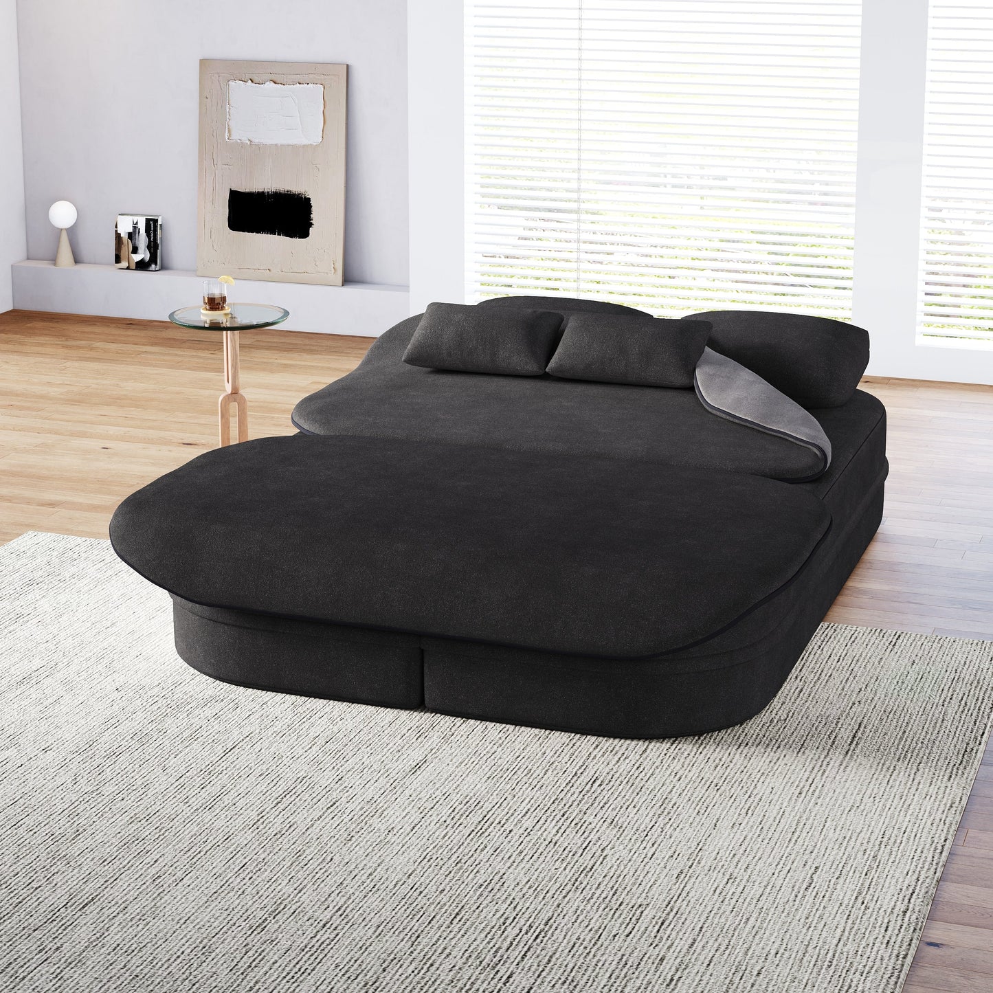 GDFStudio - Canapé-lit pliable Willoughby en chenille avec couverture multifonctionnelle