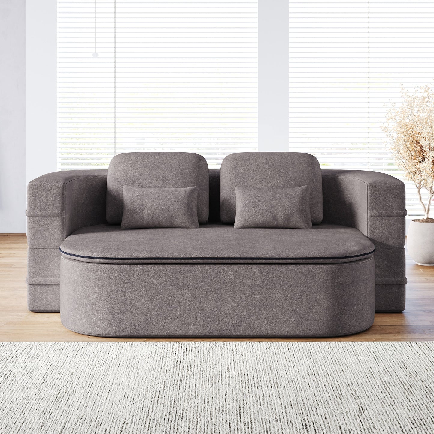 GDFStudio - Canapé-lit pliable Willoughby en chenille avec couverture multifonctionnelle