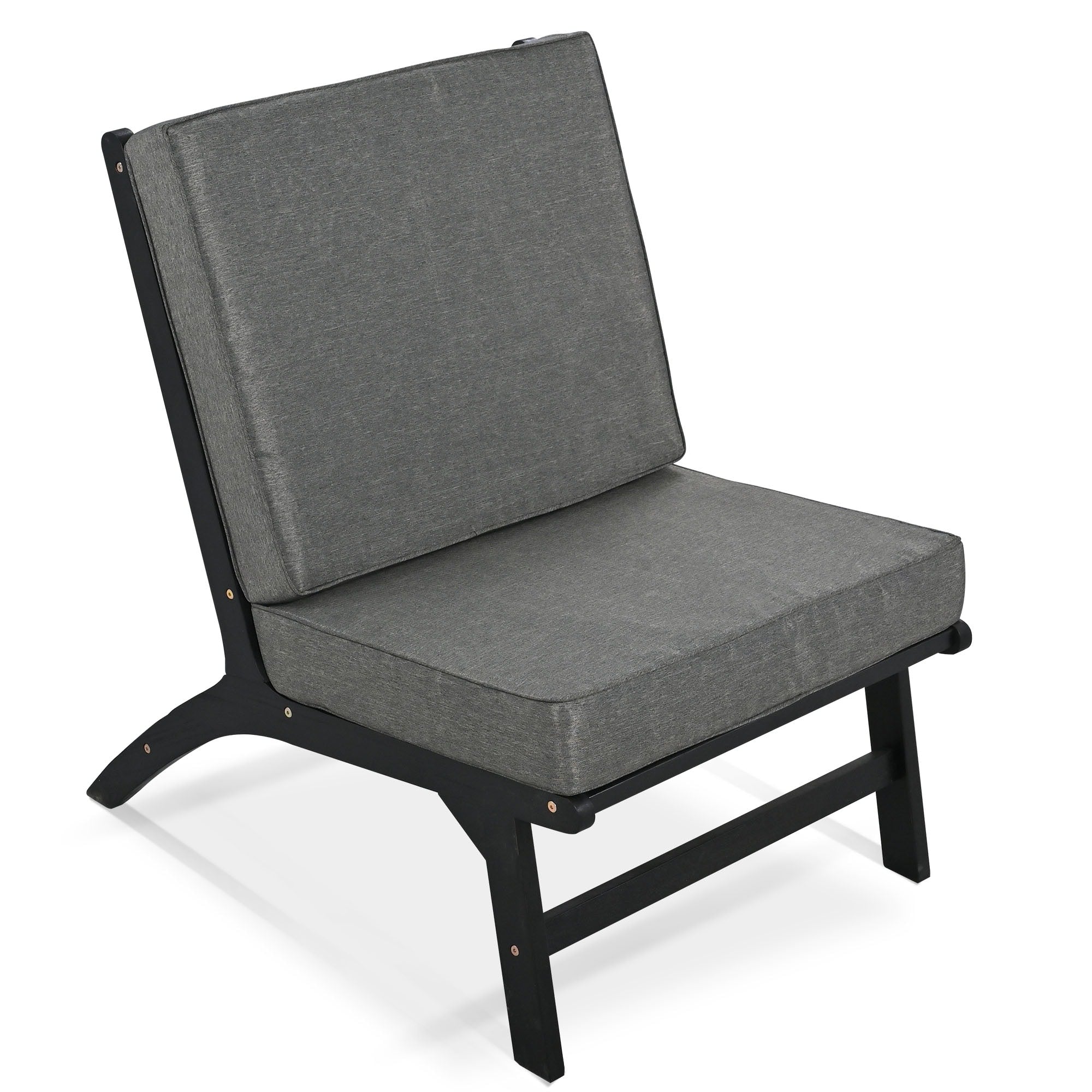 Ensemble de 4 sièges en V GO, canapé d'extérieur en bois d'acacia massif, mobilier de jardin, sièges d'extérieur, noir et gris