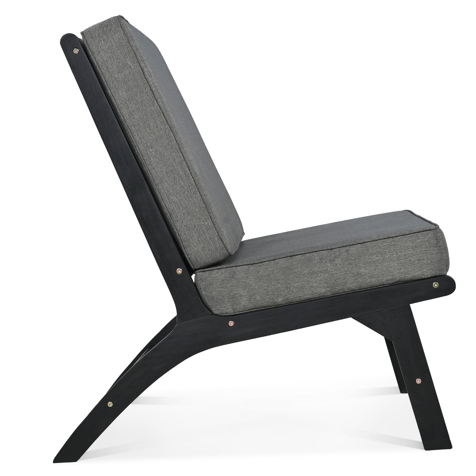 Ensemble de 4 sièges en V GO, canapé d'extérieur en bois d'acacia massif, mobilier de jardin, sièges d'extérieur, noir et gris
