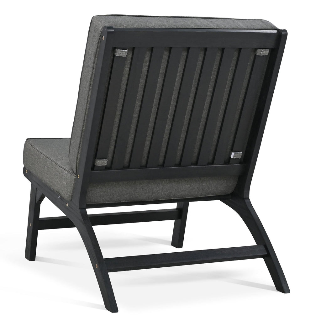 Ensemble de 4 sièges en V GO, canapé d'extérieur en bois d'acacia massif, mobilier de jardin, sièges d'extérieur, noir et gris
