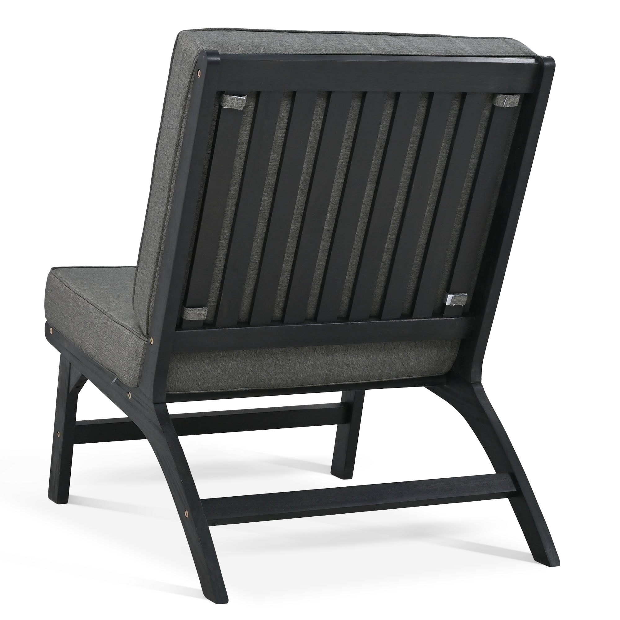 Ensemble de 4 sièges en V GO, canapé d'extérieur en bois d'acacia massif, mobilier de jardin, sièges d'extérieur, noir et gris
