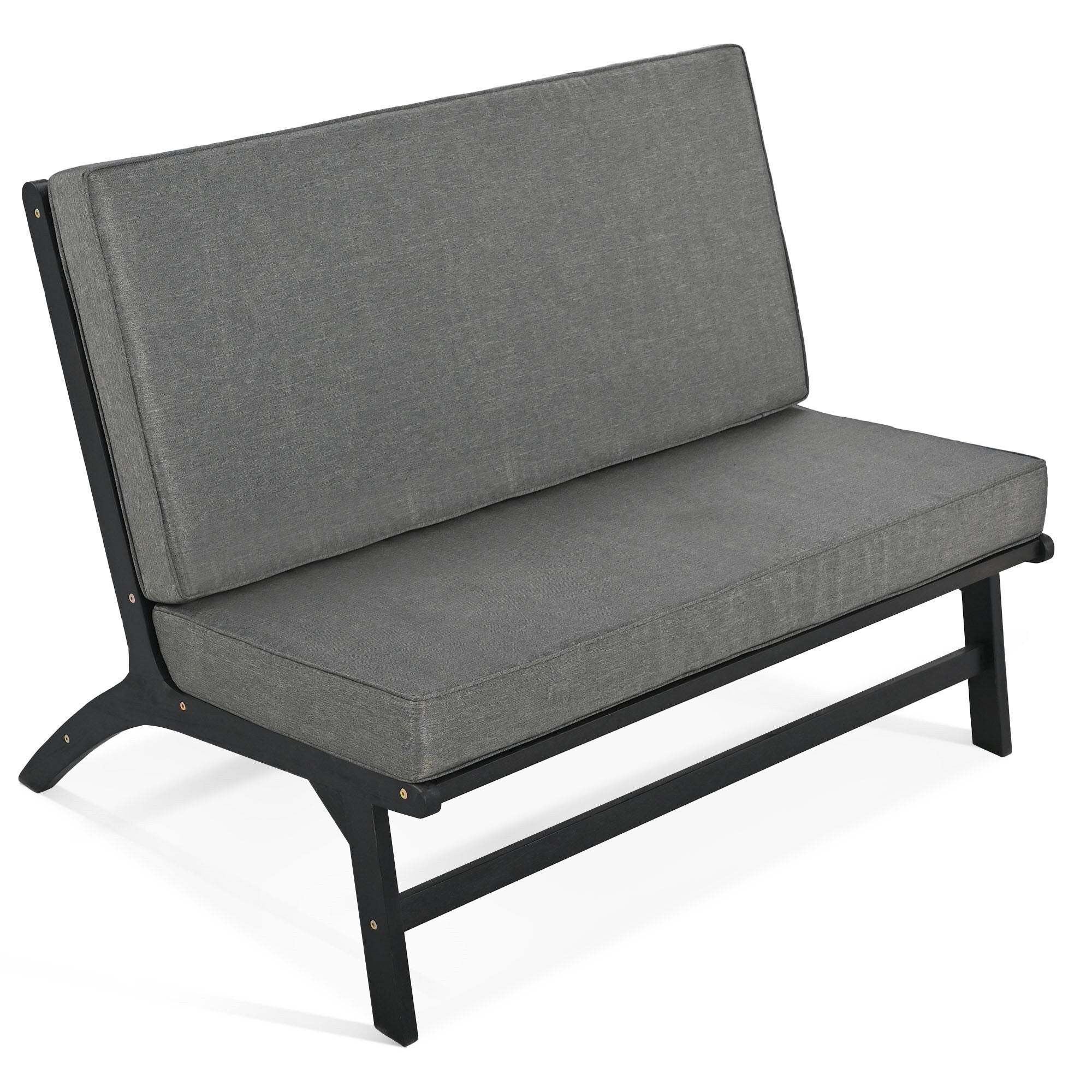 Ensemble de 4 sièges en V GO, canapé d'extérieur en bois d'acacia massif, mobilier de jardin, sièges d'extérieur, noir et gris