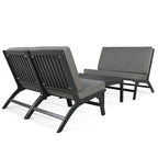Ensemble de 4 sièges en V GO, canapé d'extérieur en bois d'acacia massif, mobilier de jardin, sièges d'extérieur, noir et gris