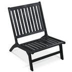 Ensemble de 4 sièges en V GO, canapé d'extérieur en bois d'acacia massif, mobilier de jardin, sièges d'extérieur, noir et gris