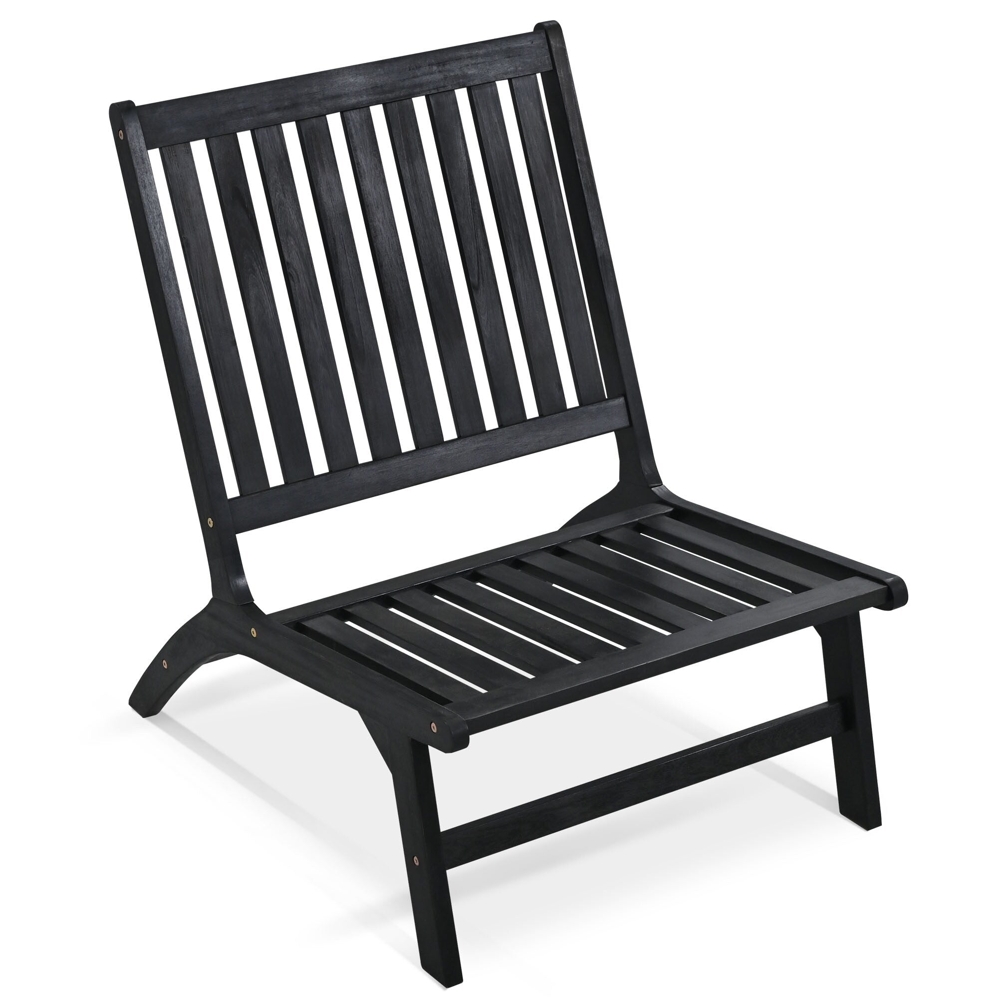 Ensemble de 4 sièges en V GO, canapé d'extérieur en bois d'acacia massif, mobilier de jardin, sièges d'extérieur, noir et gris