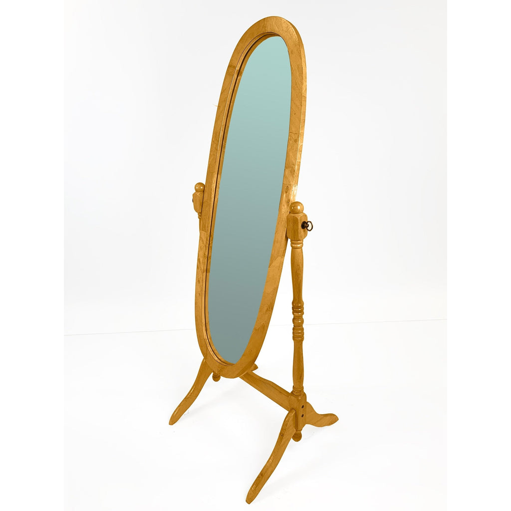 Miroir de sol ovale pivotant et réglable en bois pleine longueur de GTU Furniture