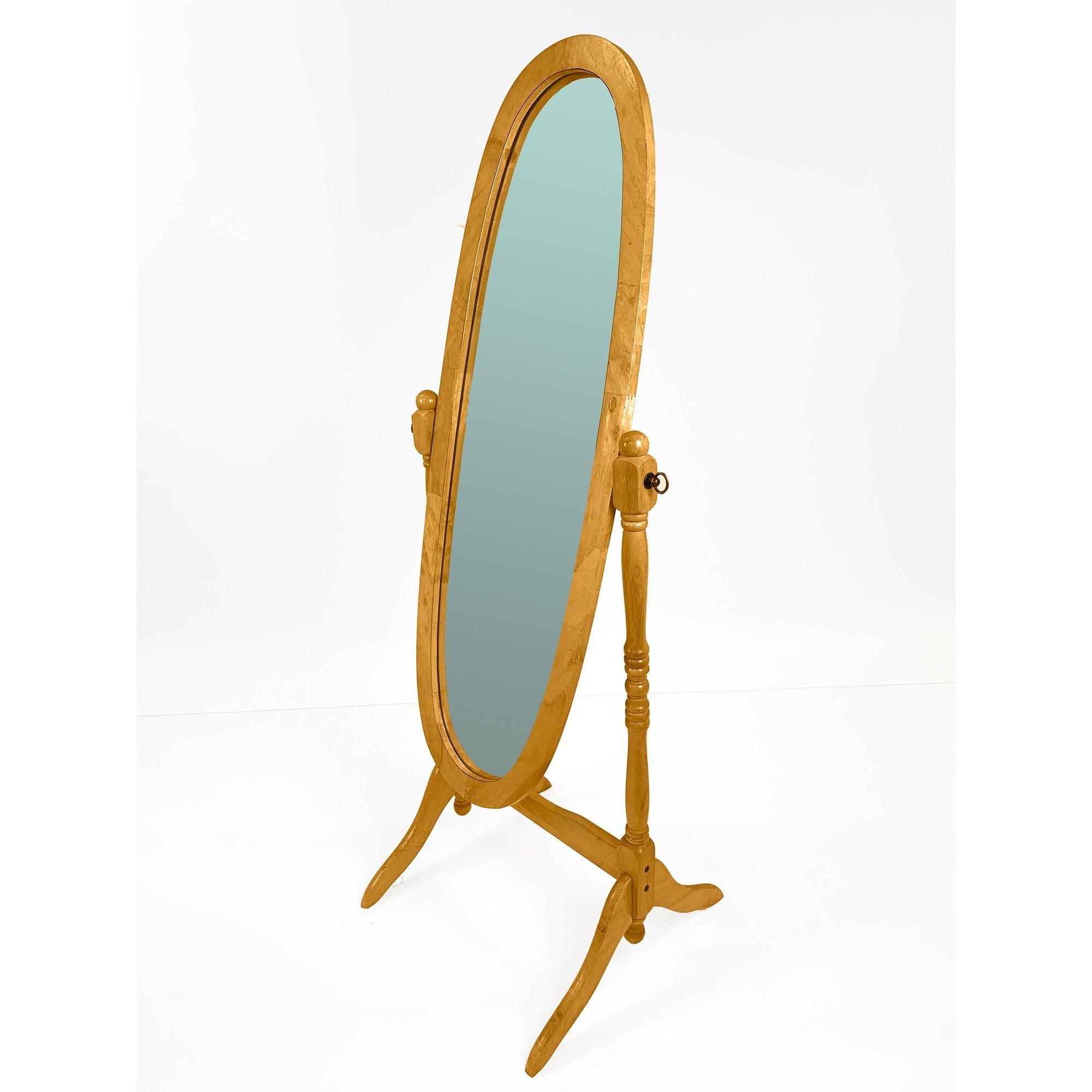 Miroir de sol ovale pivotant et réglable en bois pleine longueur de GTU Furniture