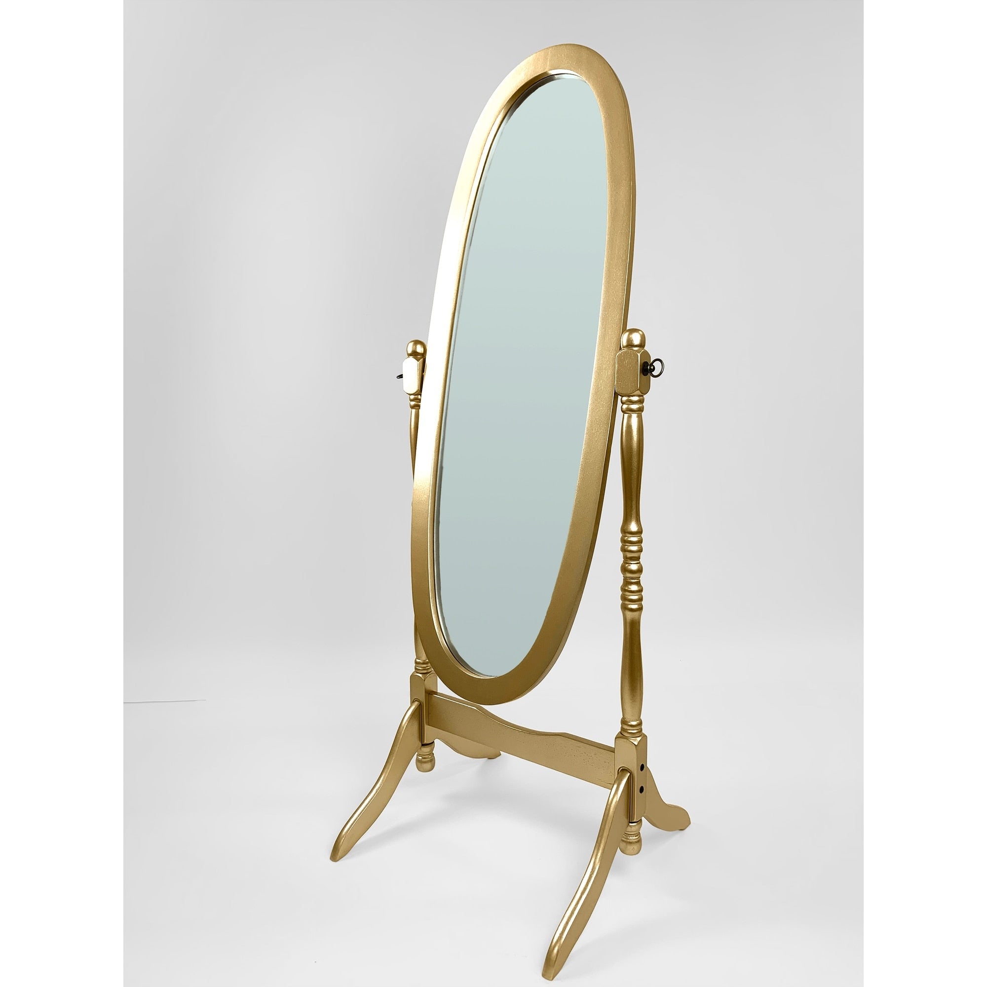 Miroir de sol ovale pivotant et réglable en bois pleine longueur de GTU Furniture
