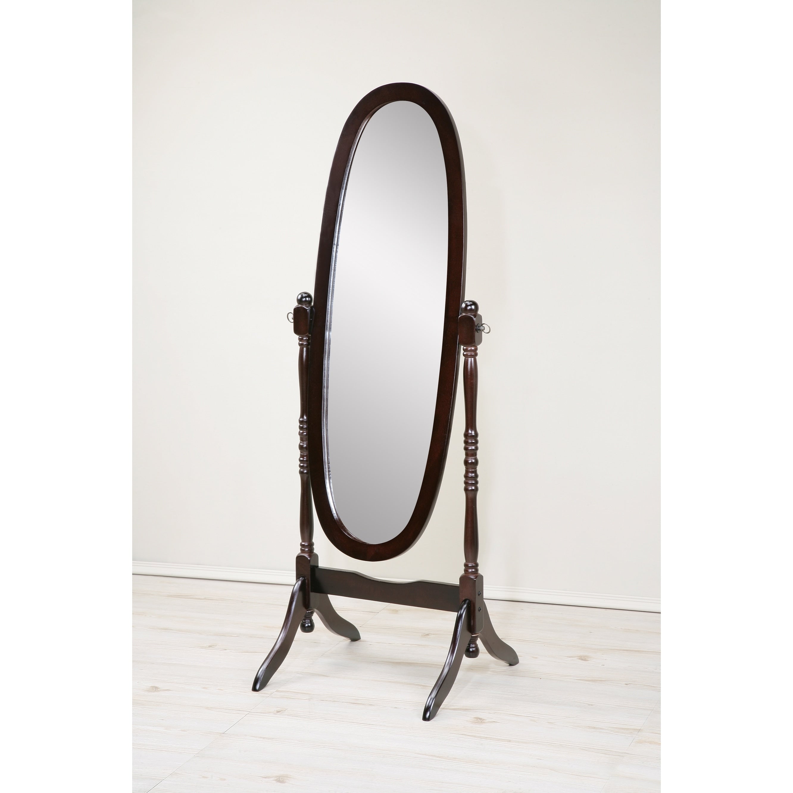 Miroir de sol ovale pivotant et réglable en bois pleine longueur de GTU Furniture