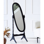 Miroir de sol ovale pivotant et réglable en bois pleine longueur de GTU Furniture