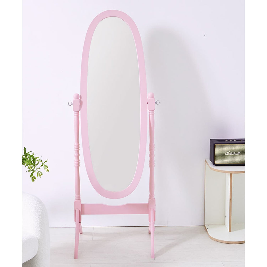 Miroir de sol ovale pivotant et réglable en bois pleine longueur de GTU Furniture