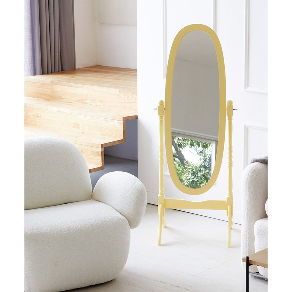 Miroir de sol ovale pivotant et réglable en bois pleine longueur de GTU Furniture