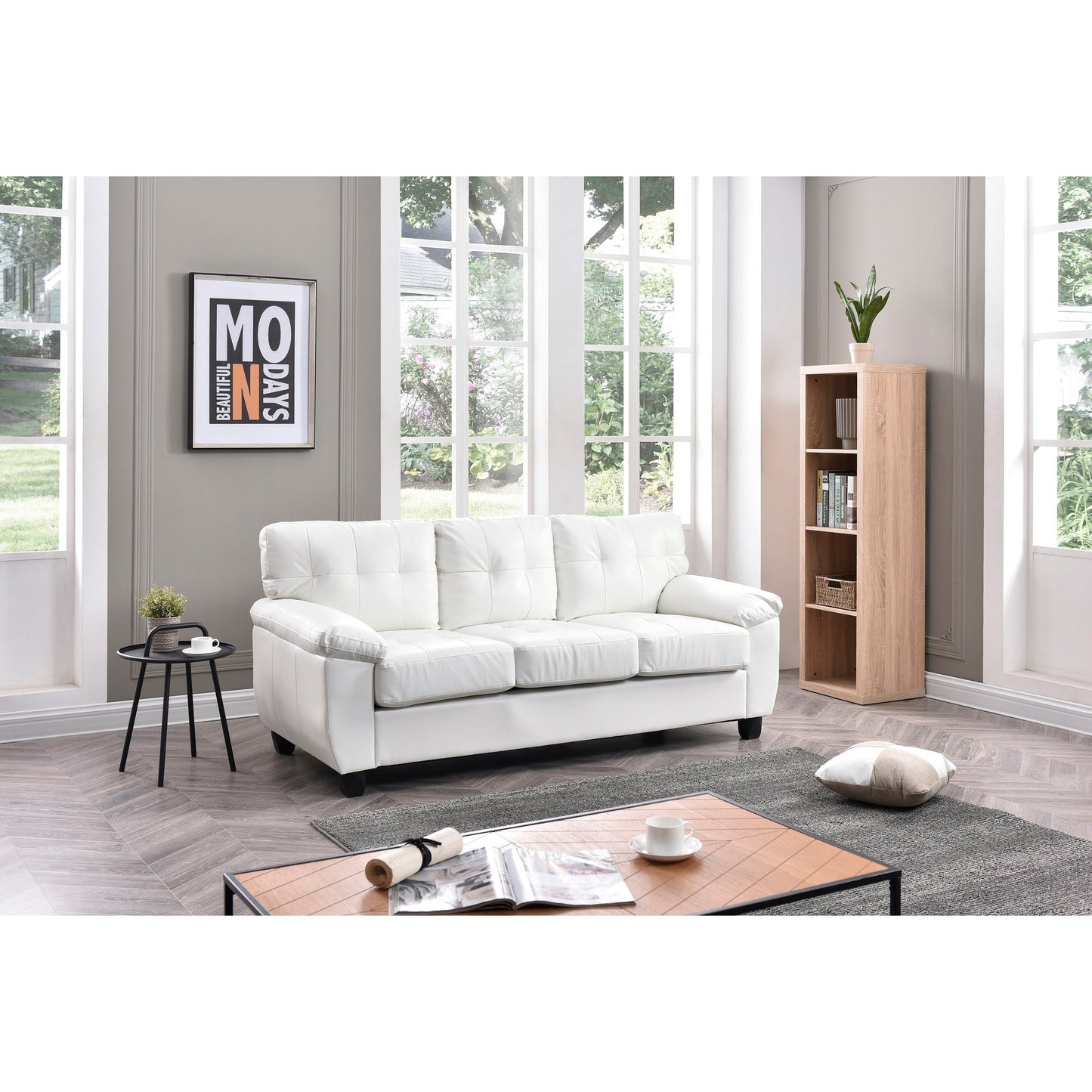 Canapé droit Gallant 78 po en similicuir à accoudoirs évasés - 33 L x 78 l x 35 H