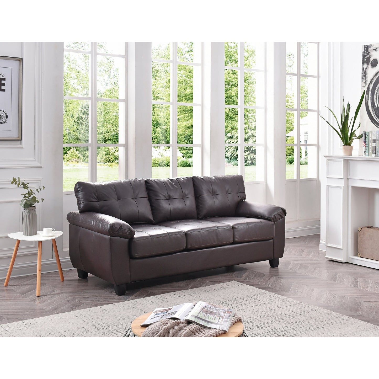 Canapé droit Gallant 78 po en similicuir à accoudoirs évasés - 33 L x 78 l x 35 H