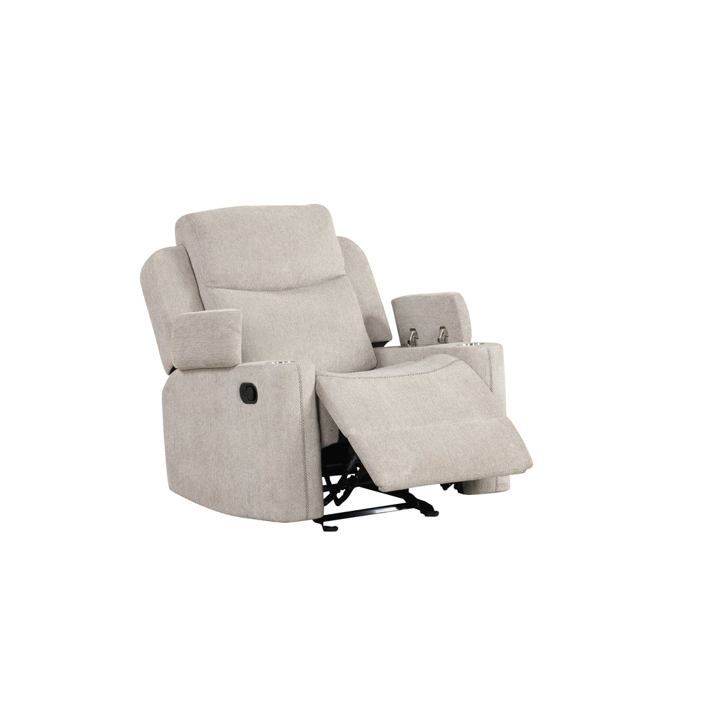 Fauteuil inclinable et coulissant Galya en chenille gris clair