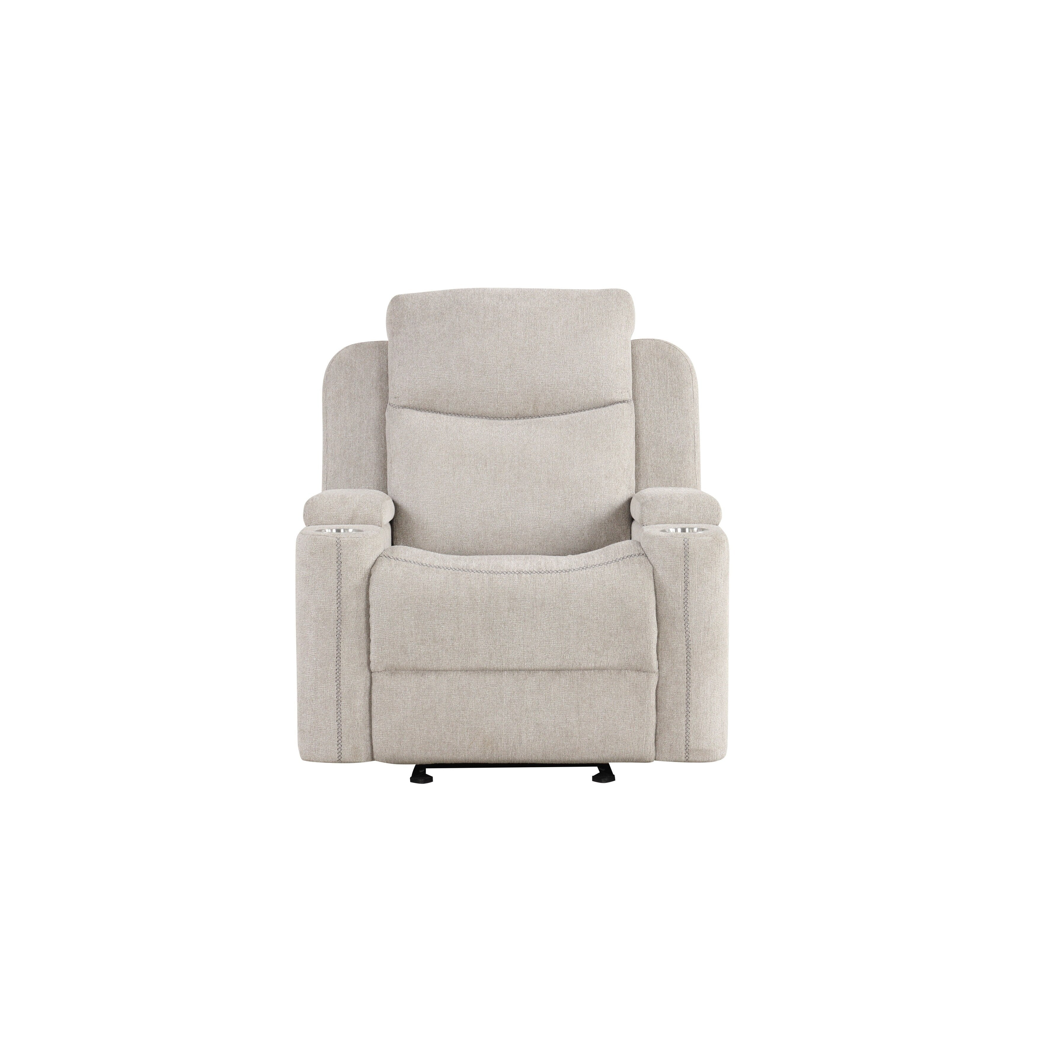 Fauteuil inclinable et coulissant Galya en chenille gris clair