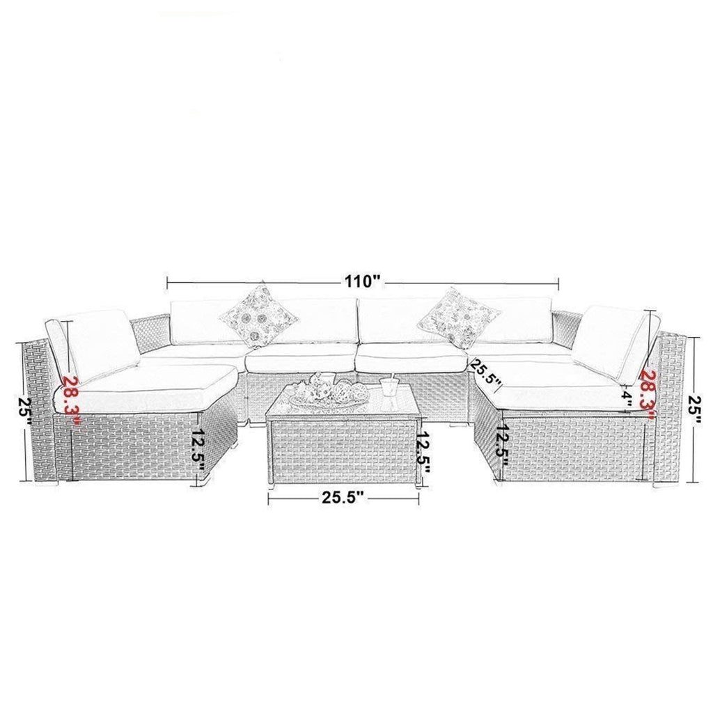 Ensemble de salon de jardin Gariau en rotin et osier, 13 pièces, avec 2 types de tables de foyer à gaz, par Havenside Home