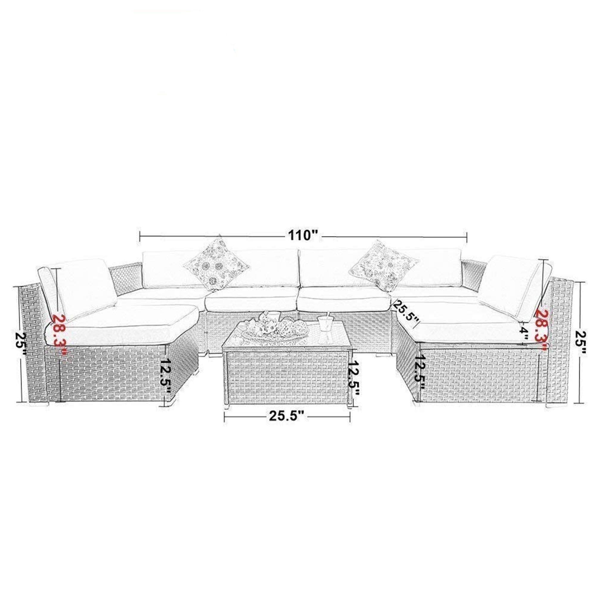 Ensemble de salon de jardin Gariau en rotin et osier, 13 pièces, avec 2 types de tables de foyer à gaz, par Havenside Home