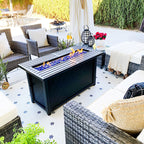 Ensemble de salon de jardin Gariau en rotin et osier, 13 pièces, avec 2 types de tables de foyer à gaz, par Havenside Home