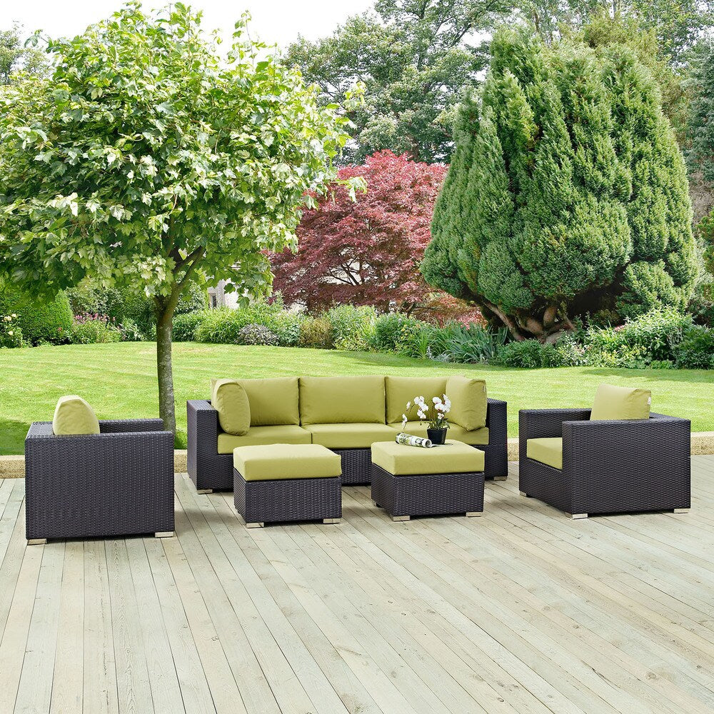 Ensemble de salon de jardin en rotin synthétique Bocabec (7 pièces) par Havenside Home