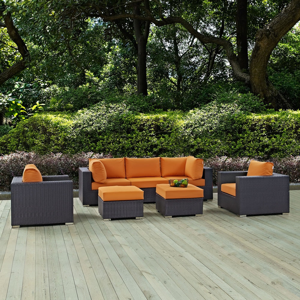 Ensemble de salon de jardin en rotin synthétique Bocabec (7 pièces) par Havenside Home