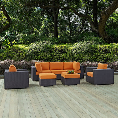 Ensemble de salon de jardin en rotin synthétique Bocabec (7 pièces) par Havenside Home