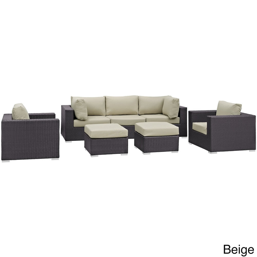 Ensemble de salon de jardin en rotin synthétique Bocabec (7 pièces) par Havenside Home