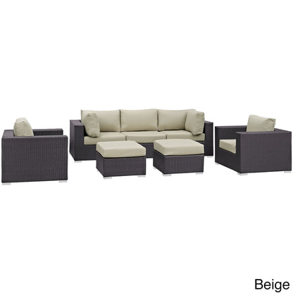 Ensemble de salon de jardin en rotin synthétique Bocabec (7 pièces) par Havenside Home