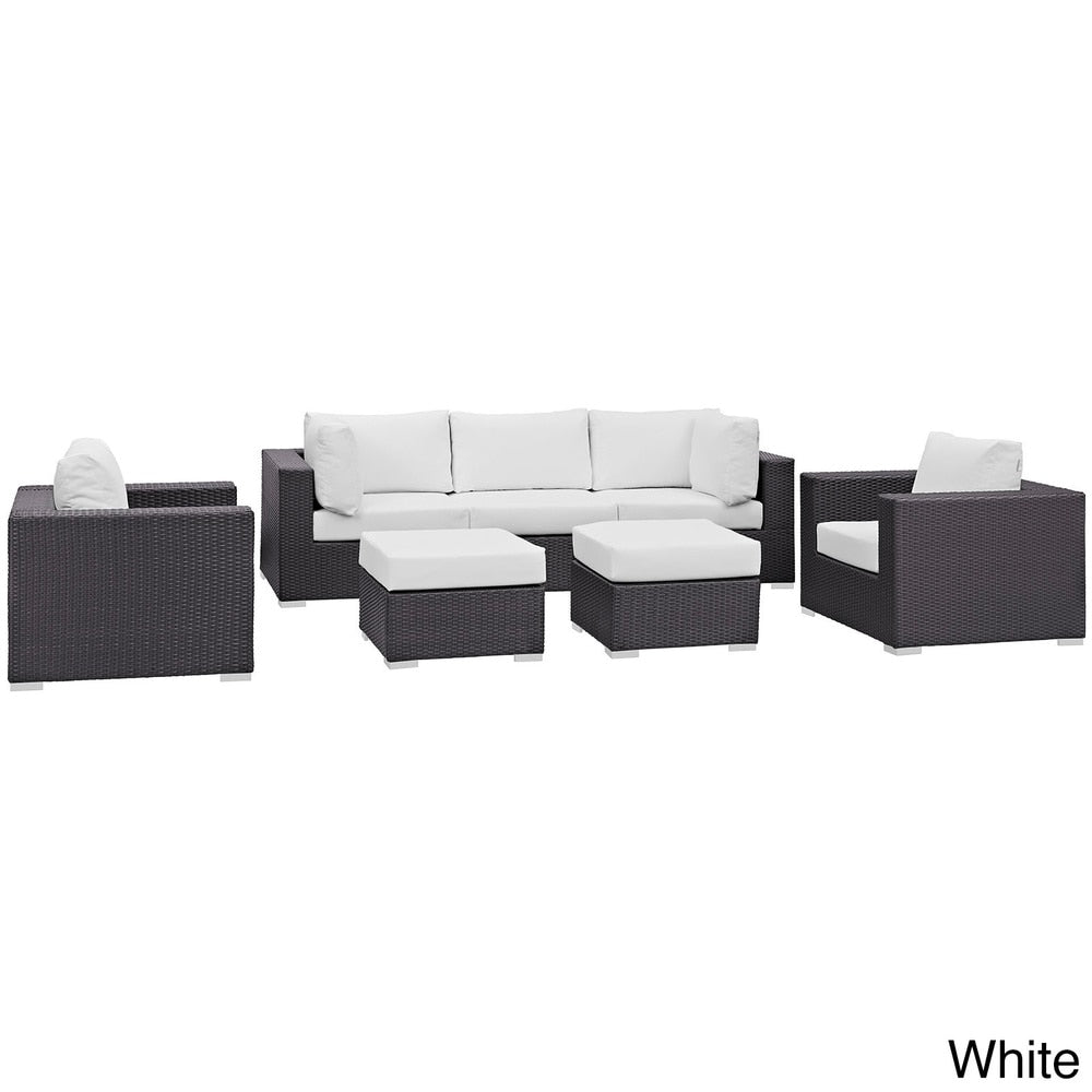 Ensemble de salon de jardin en rotin synthétique Bocabec (7 pièces) par Havenside Home