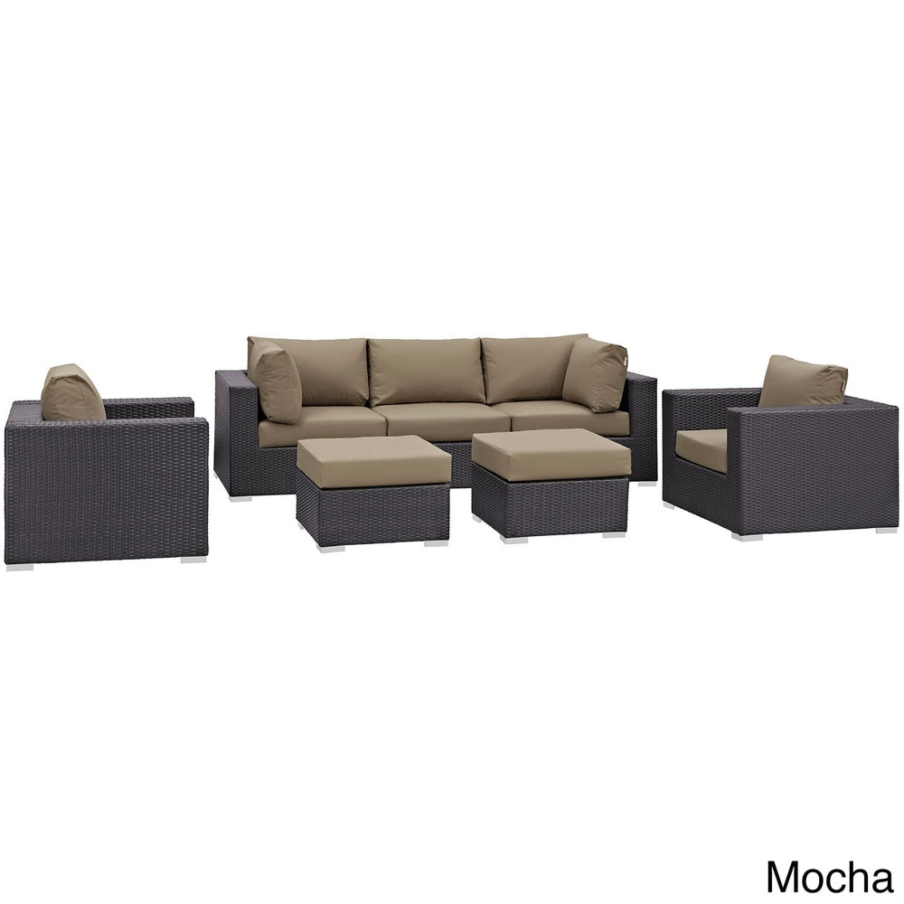 Ensemble de salon de jardin en rotin synthétique Bocabec (7 pièces) par Havenside Home