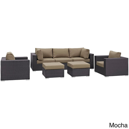 Ensemble de salon de jardin en rotin synthétique Bocabec (7 pièces) par Havenside Home