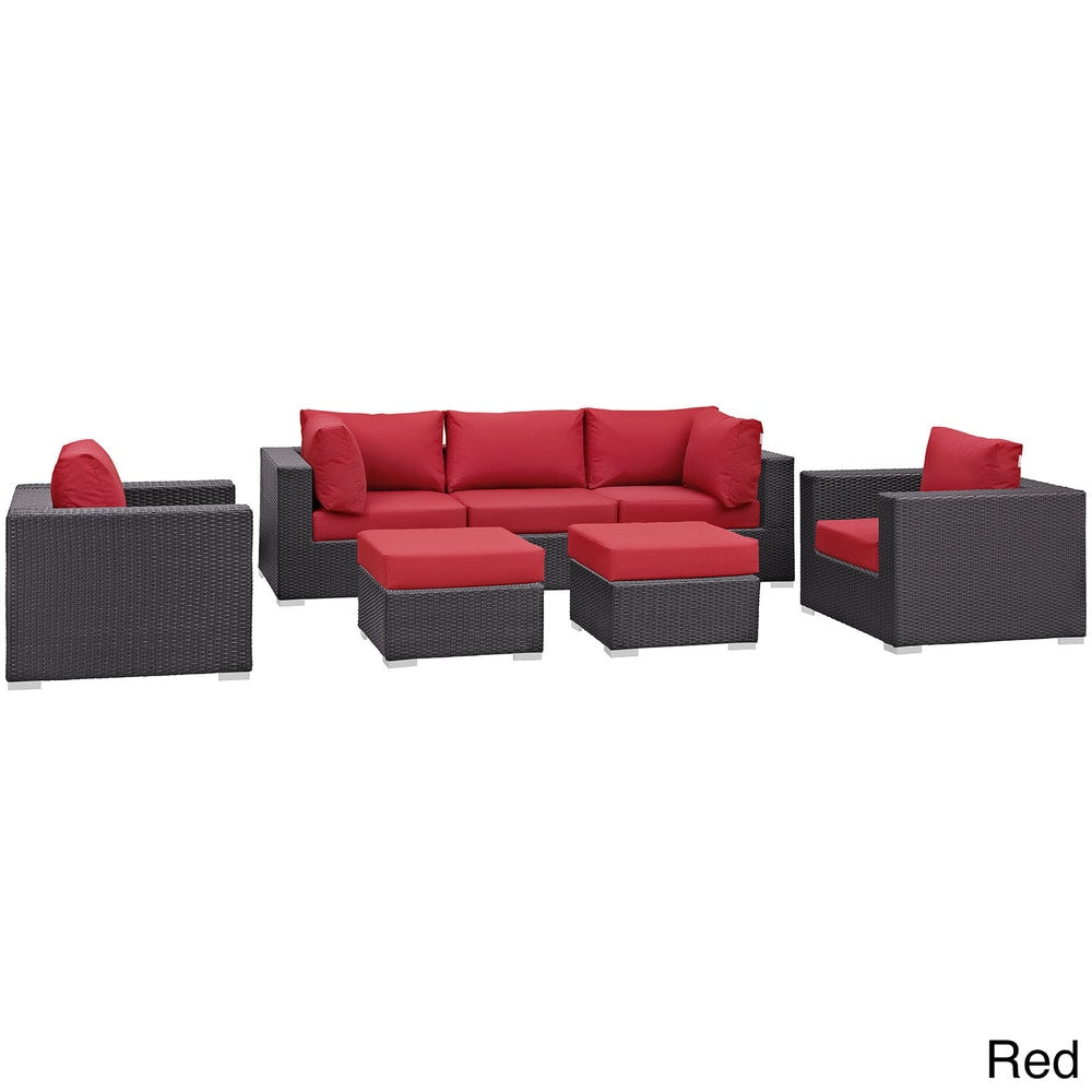 Ensemble de salon de jardin en rotin synthétique Bocabec (7 pièces) par Havenside Home
