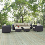 Ensemble de salon de jardin en rotin synthétique Bocabec (7 pièces) par Havenside Home
