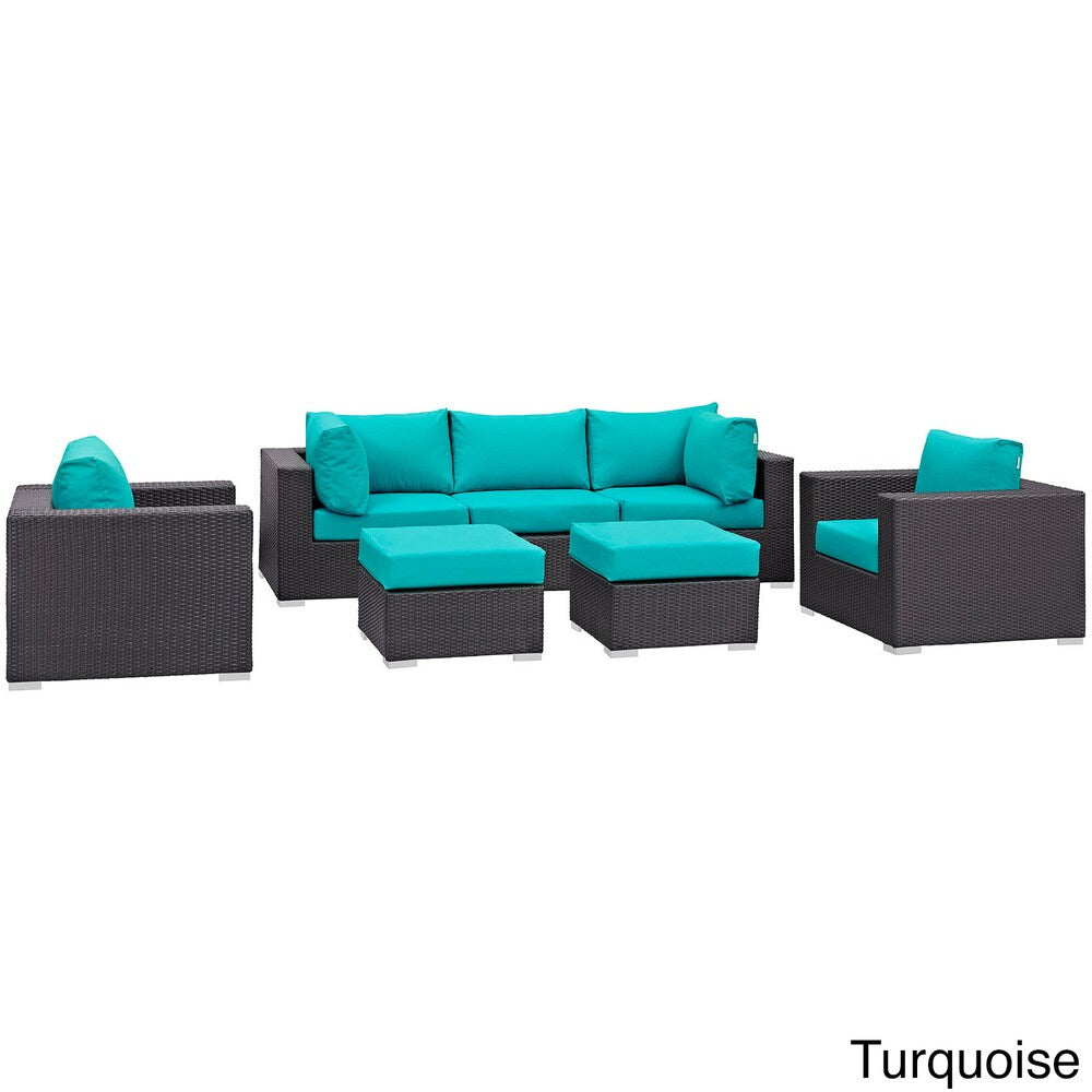 Ensemble de salon de jardin en rotin synthétique Bocabec (7 pièces) par Havenside Home