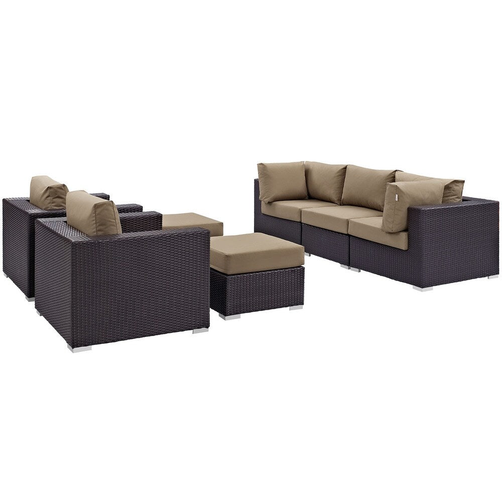 Ensemble de salon de jardin en rotin synthétique Bocabec (7 pièces) par Havenside Home