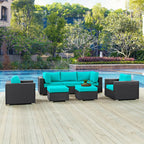 Ensemble de salon de jardin en rotin synthétique Bocabec (7 pièces) par Havenside Home