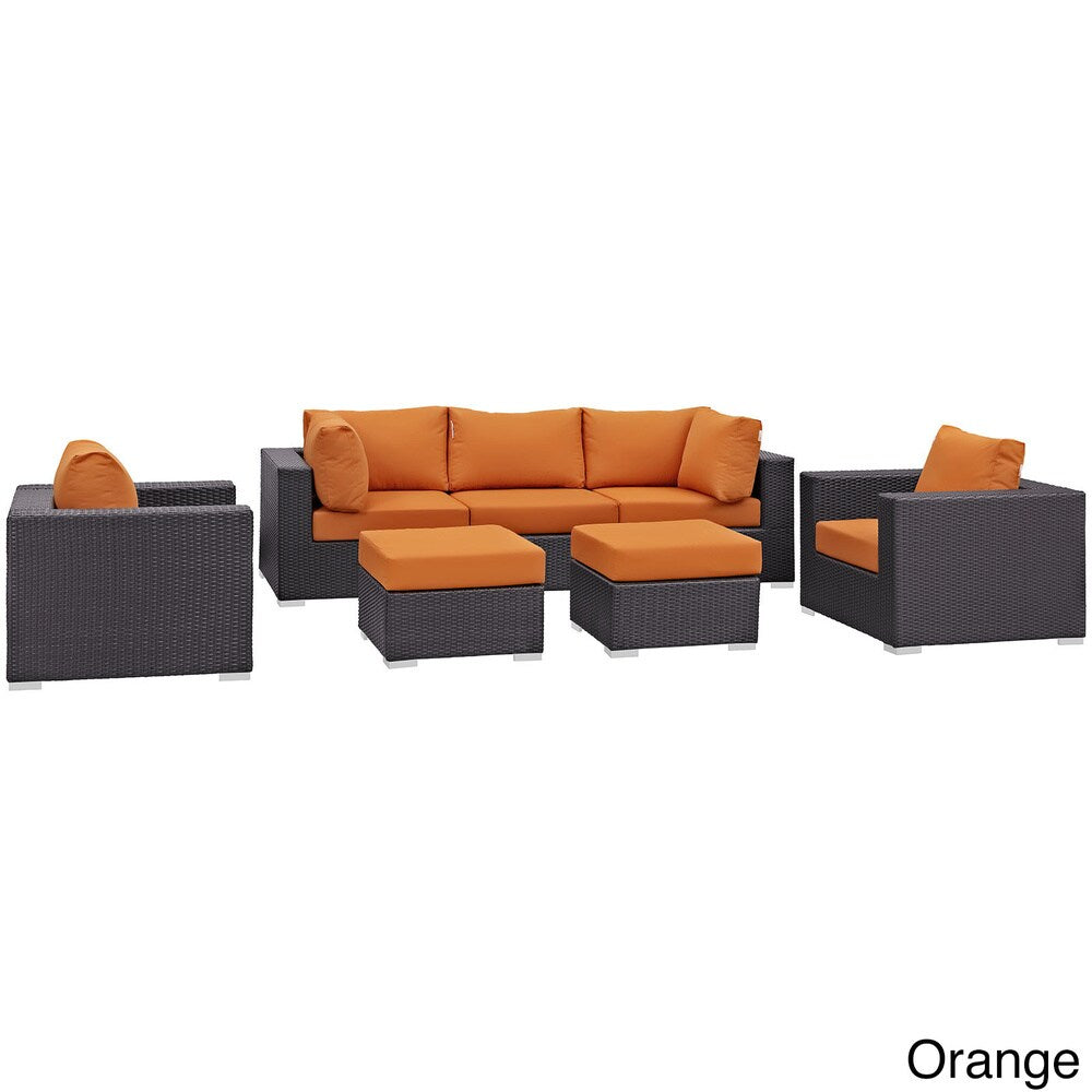 Ensemble de salon de jardin en rotin synthétique Bocabec (7 pièces) par Havenside Home