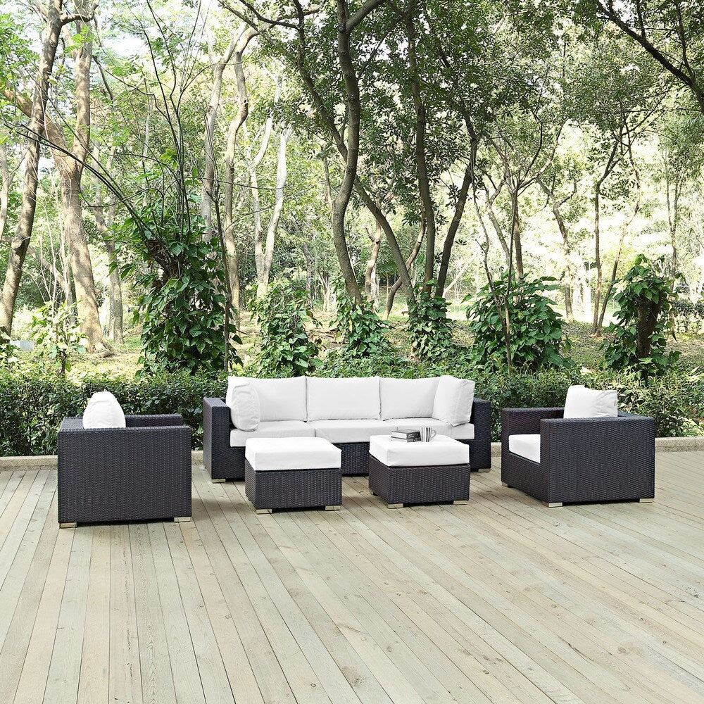 Ensemble de salon de jardin en rotin synthétique Bocabec (7 pièces) par Havenside Home